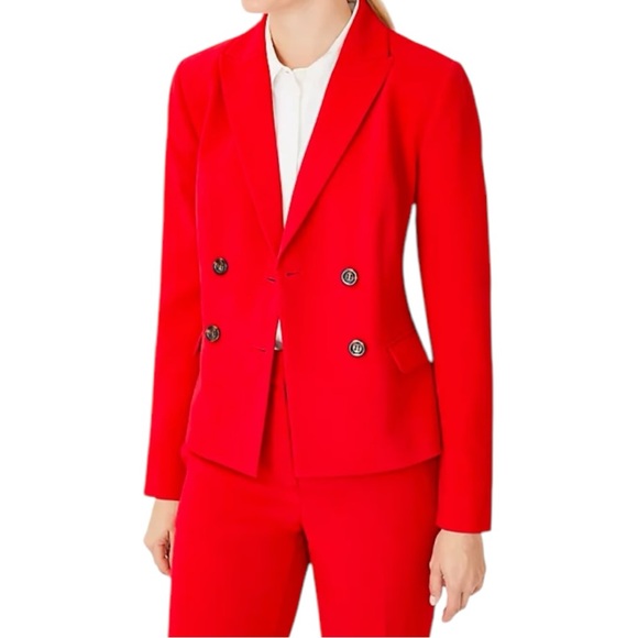 Ann Taylor Red Double Breasted Blazer 16 - Picture 2 of 4